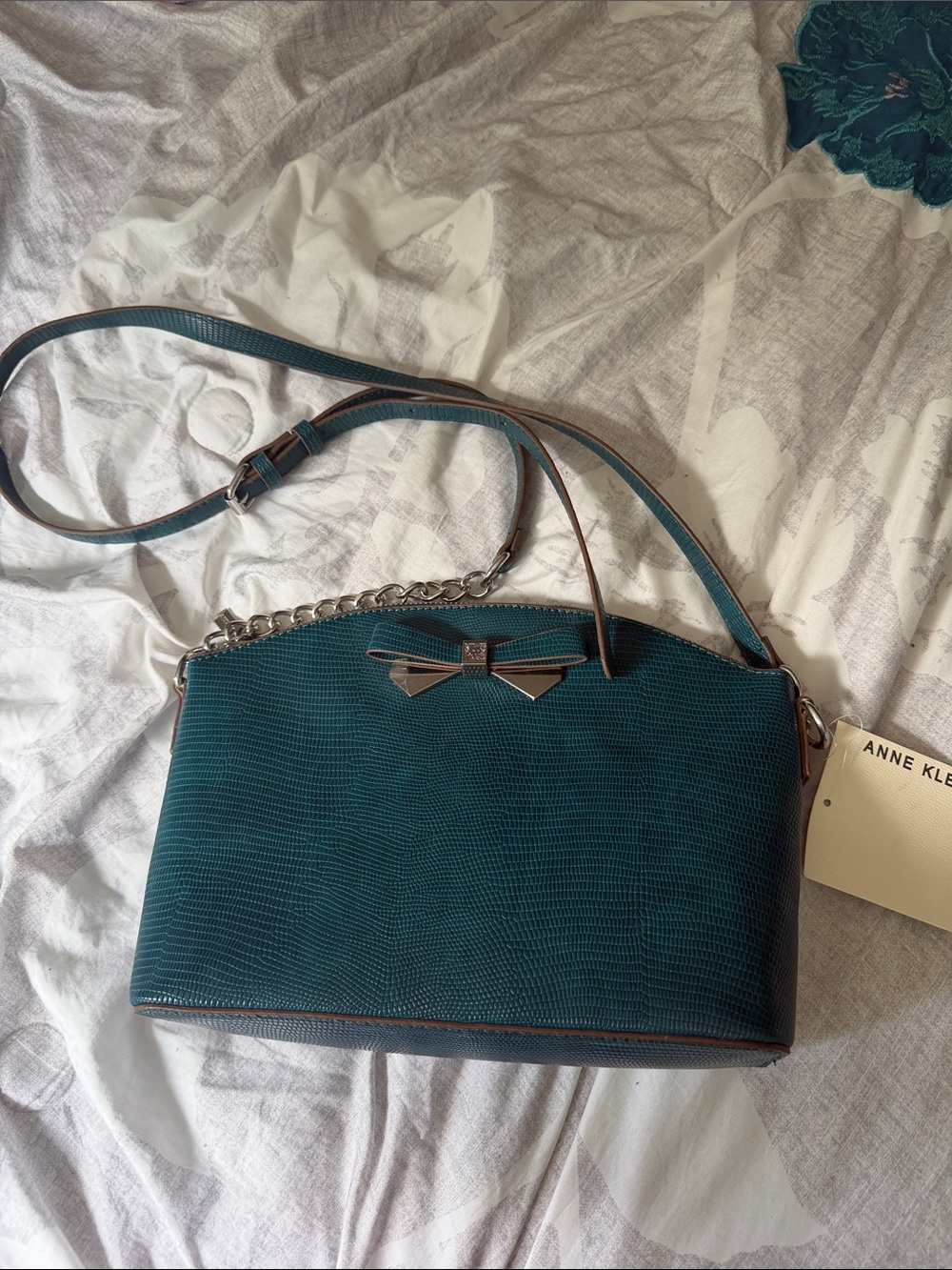 Anne Klein teal crossbody bag purse